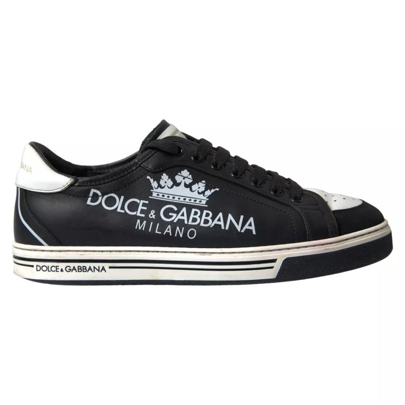 Dolce & Gabbana Black Leather Crown Milano Men Sneakers Men's Shoes (Pre-Owned)