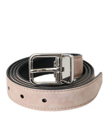 Dolce & Gabbana Beige Suede Leather Silver Buckle Belt Men's Men