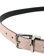 Dolce & Gabbana Beige Suede Leather Silver Buckle Belt Men's Men