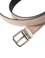 Dolce & Gabbana Beige Suede Leather Silver Buckle Belt Men's Men