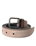 Dolce & Gabbana Beige Suede Leather Silver Buckle Belt Men's Men