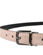 Dolce & Gabbana Beige Suede Leather Silver Buckle Belt Men's Men