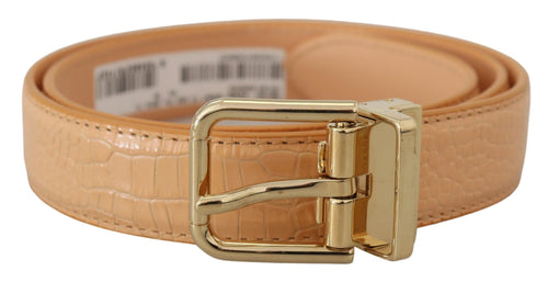 Dolce & Gabbana Beige Exotic Leather Gold Metal Buckle Women's Belt