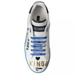 Dolce & Gabbana Blue White Printed Portofino Melt Sneakers Men's Shoes