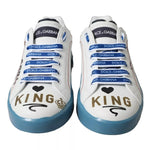 Dolce & Gabbana Blue White Printed Portofino Melt Sneakers Men's Shoes