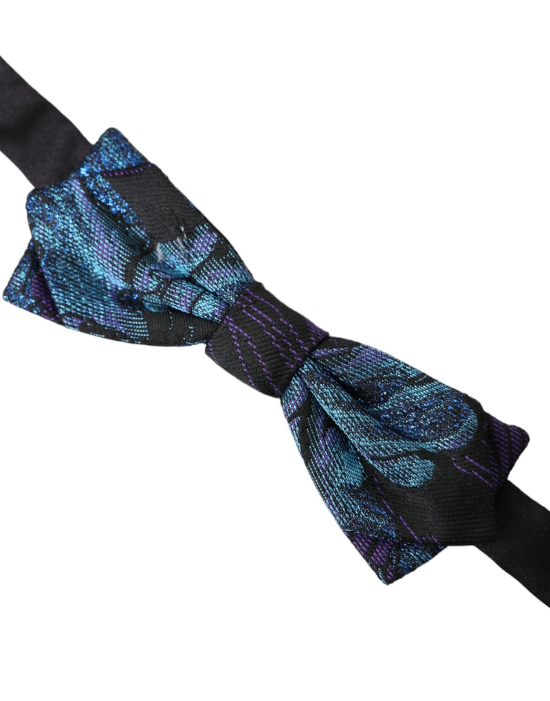 Dolce & Gabbana Black Blue Brocade Adjustable Neck Men Bow Men's Tie