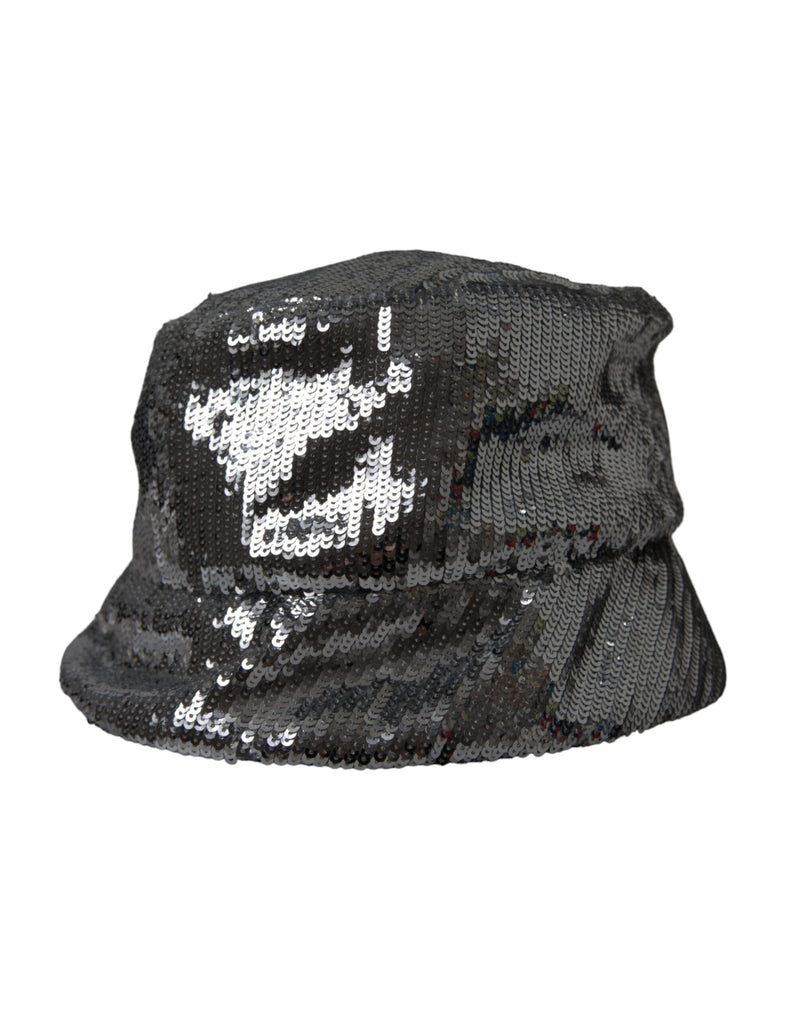 Dolce & Gabbana Silver Sequined Nylon Bucket Hat Men's Men