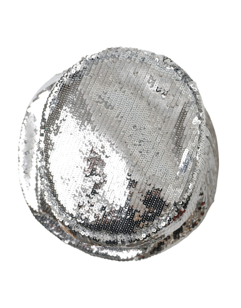 Dolce & Gabbana Silver Sequined Nylon Bucket Hat Men's Men