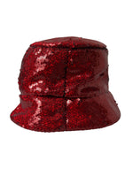 Dolce & Gabbana Red Sequined Nylon Bucket Hat Men's Men