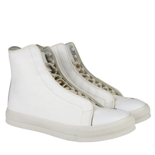 Alexander McQueen Men's Hi Top White / Ivory Canvas Sneaker