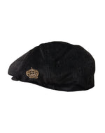 Dolce & Gabbana Black Corduroy Crown Newsboy Hat Men's Men