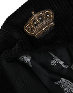 Dolce & Gabbana Black Corduroy Crown Newsboy Hat Men's Men