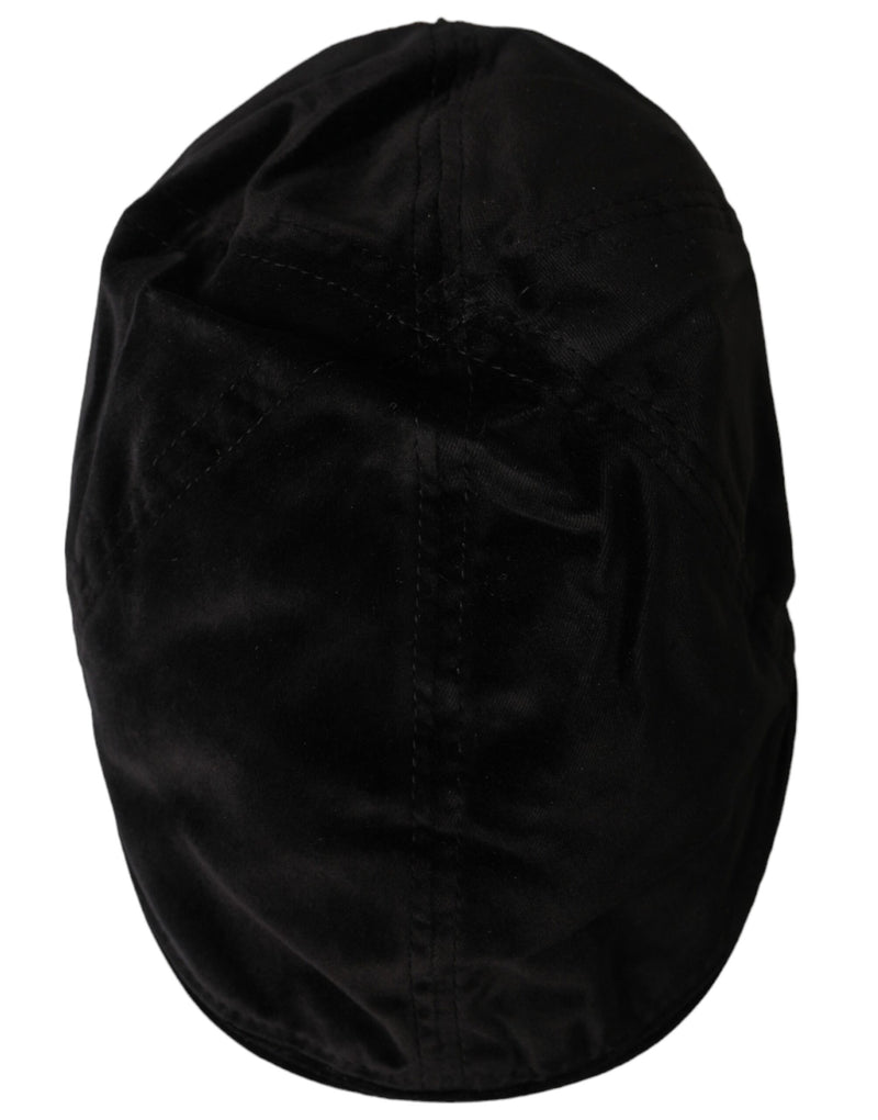 Dolce & Gabbana Black Crown Cotton Newsboy Hat Men's Men