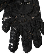 Dolce & Gabbana Black Taormina Lace Elbow Length Women's Gloves