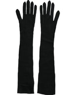 Dolce & Gabbana Black Cashmere Knitted Elbow Length Women's Gloves