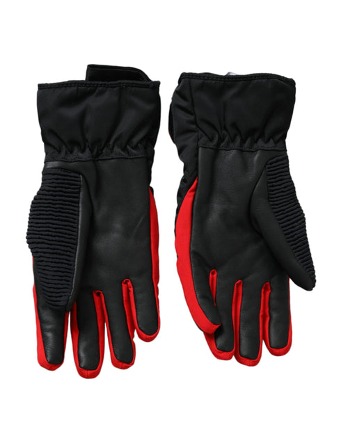 Dolce & Gabbana Black Red Nylon Wrist Length Men's Gloves