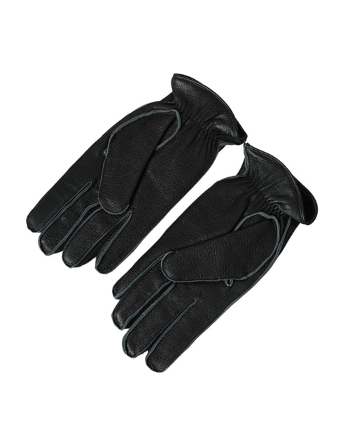 Dolce & Gabbana Black Deer Leather Wrist Length Men's Gloves