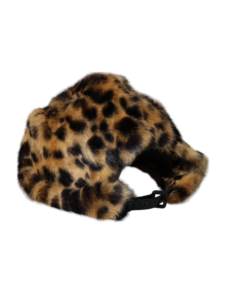 Dolce & Gabbana Brown Leopard Fur Women Bucket Women's Hat