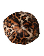 Dolce & Gabbana Brown Leopard Fur Women Bucket Women's Hat (Pre-Owned)