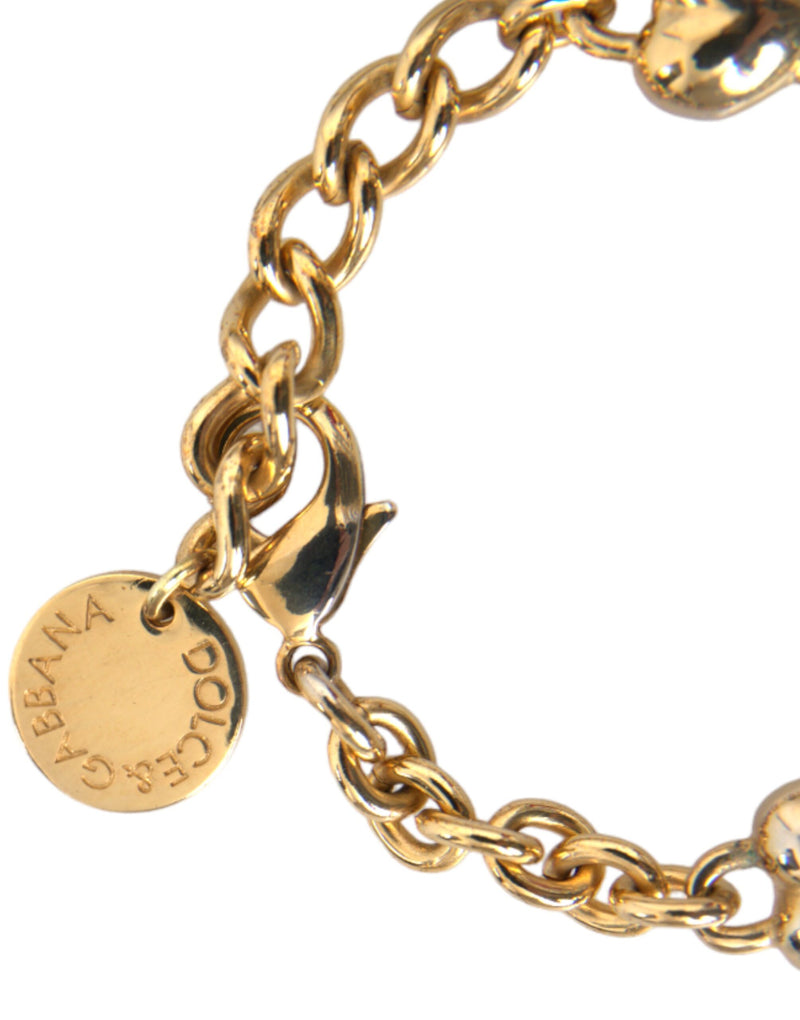 Dolce & Gabbana Gold Tone Brass Chain MY DOG Heart Women's Bracelet