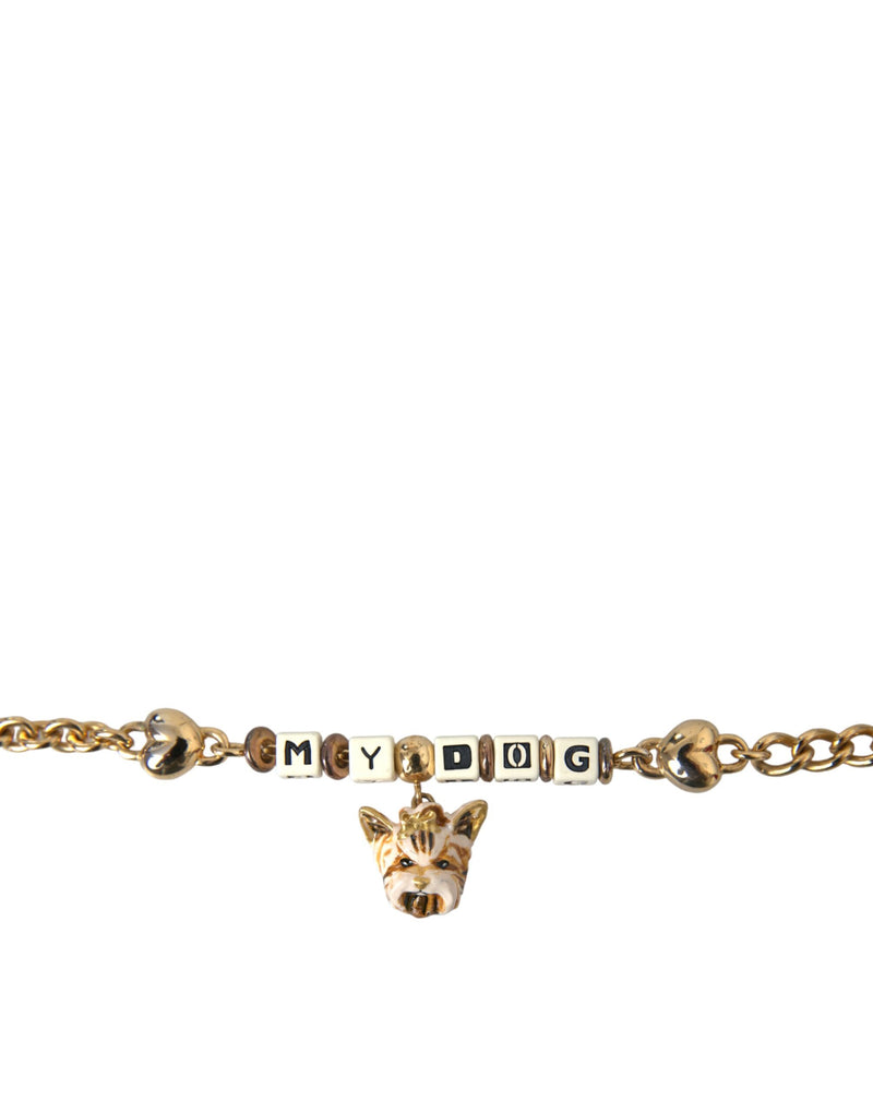 Dolce & Gabbana Gold Tone Brass Chain MY DOG Heart Women's Bracelet