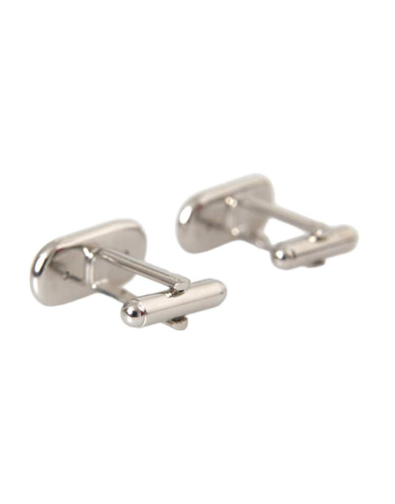 Dolce & Gabbana Silver Gold Plated Metal Brass Pin Men's Cufflinks