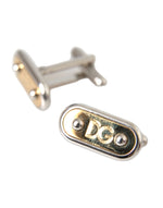 Dolce & Gabbana Silver Gold Plated Metal Brass Pin Men's Cufflinks