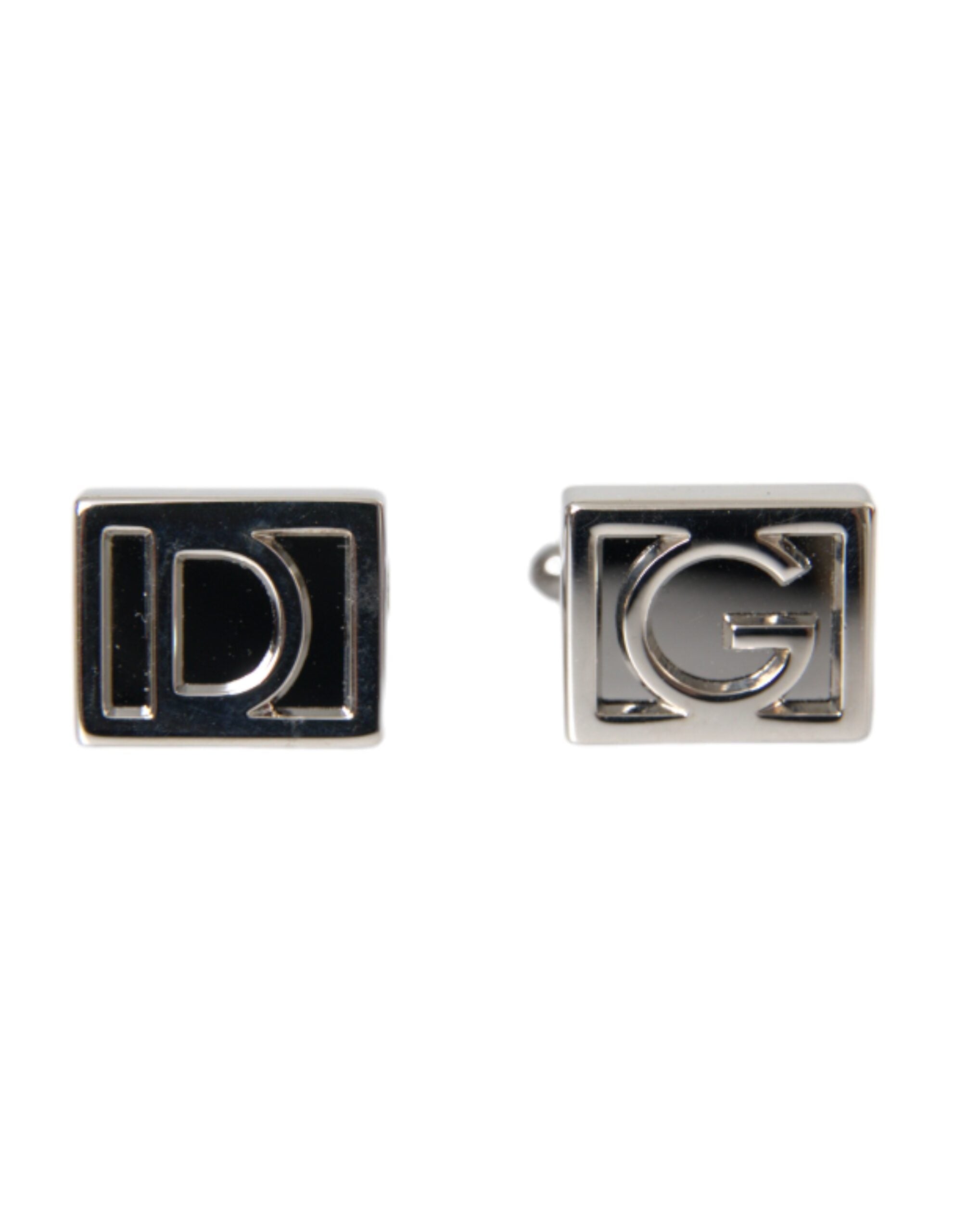 Dolce & Gabbana Silver Plated Metal Brass DG Logo Pin Men's Cufflinks