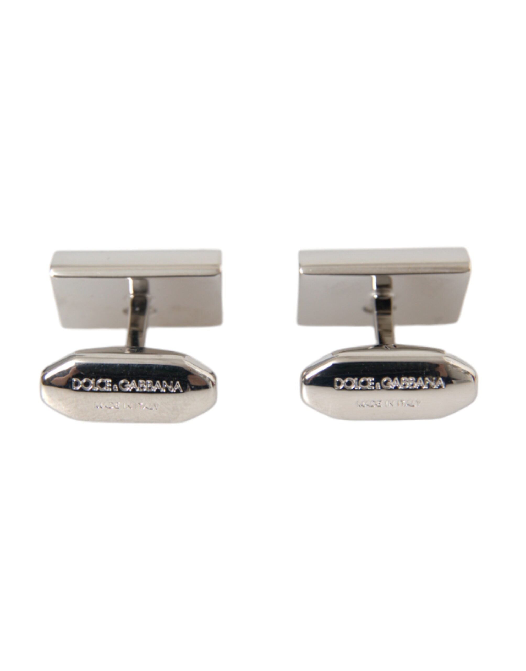 Dolce & Gabbana Silver Plated Metal Brass DG Logo Pin Men's Cufflinks