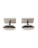 Dolce & Gabbana Silver Plated Metal Brass DG Logo Pin Men's Cufflinks