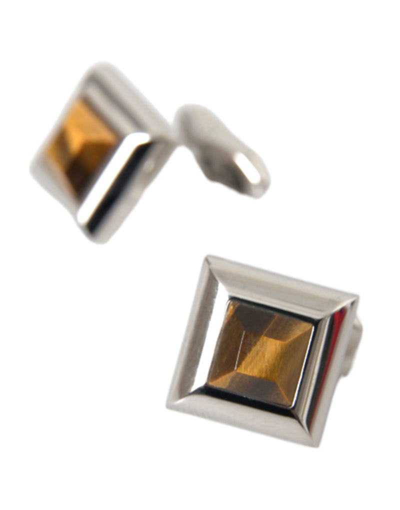 Dolce & Gabbana Silver Plated Brass Pin Crystal Men's Cufflinks