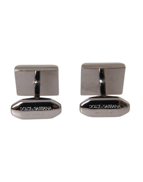 Dolce & Gabbana Silver Plated Brass Pin Crystal Men's Cufflinks