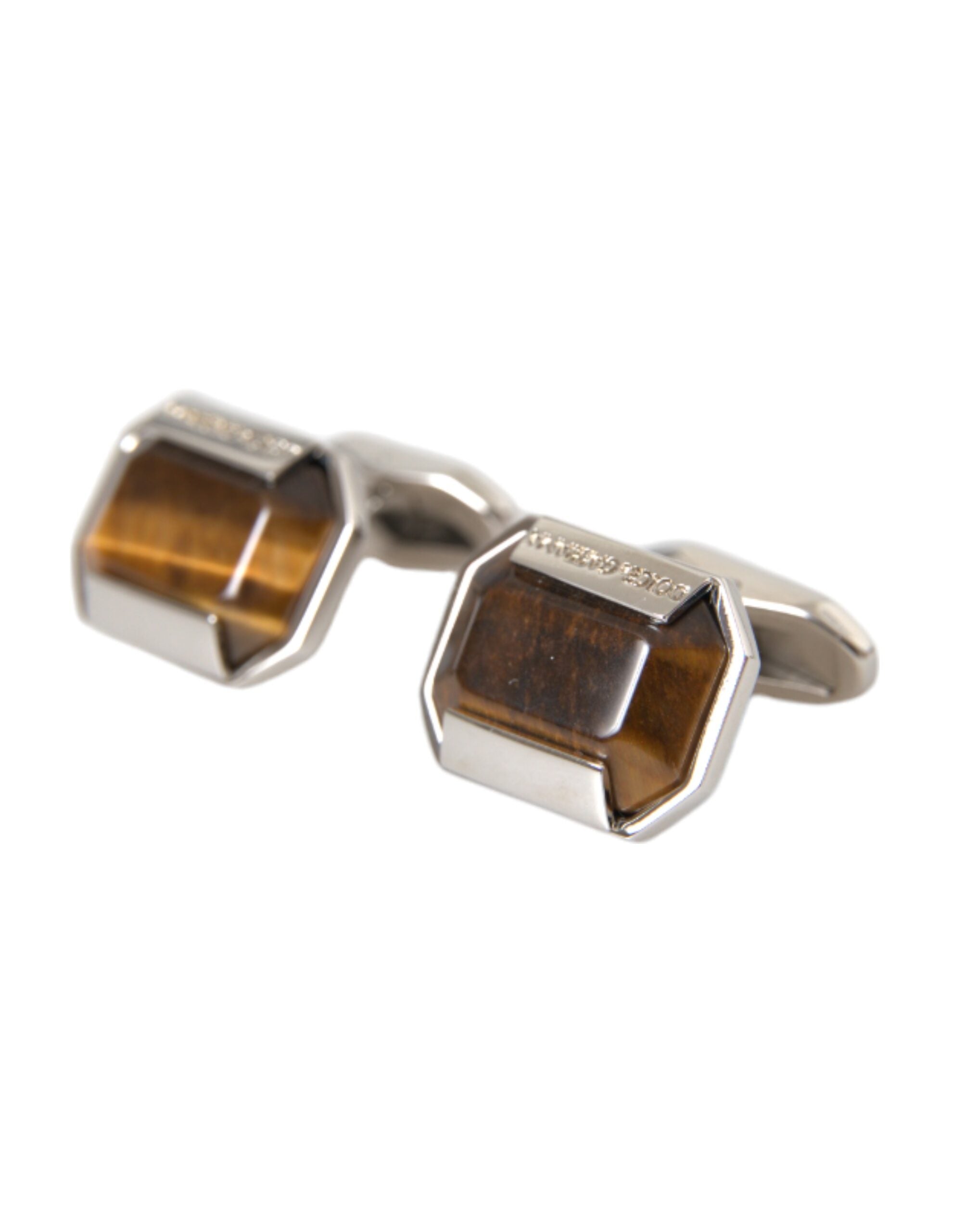 Dolce & Gabbana Silver Plated Brass Pin Crystal Men's Cufflinks