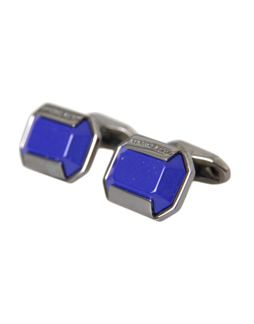 Dolce & Gabbana Silver Plated Brass Pin Crystal Men's Cufflinks