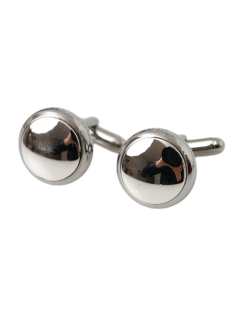 Dolce & Gabbana Silver Plated Brass Round Pin Men Men's Cufflinks