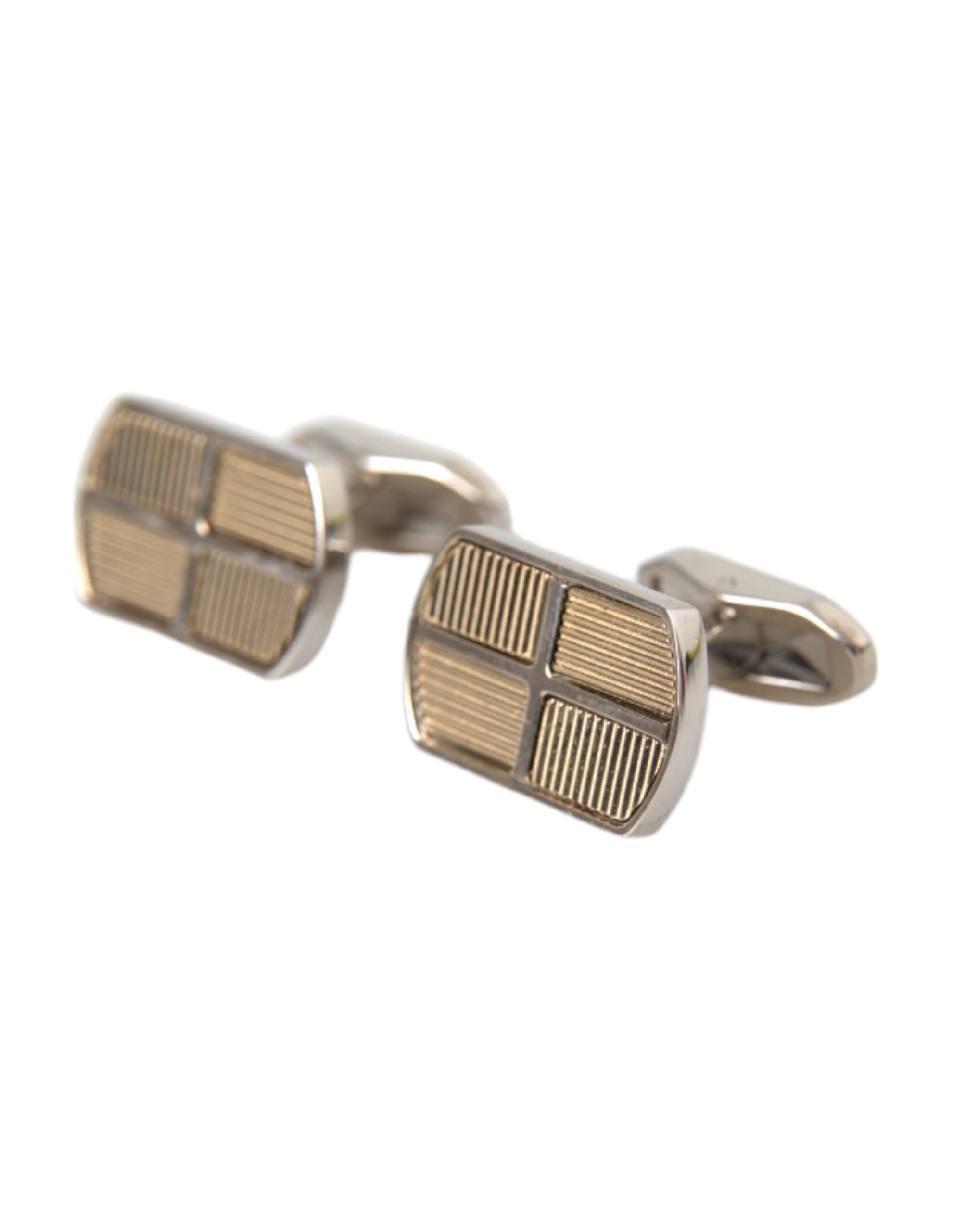 Dolce & Gabbana Silver Gold Plated Metal Brass Pin Men's Cufflinks