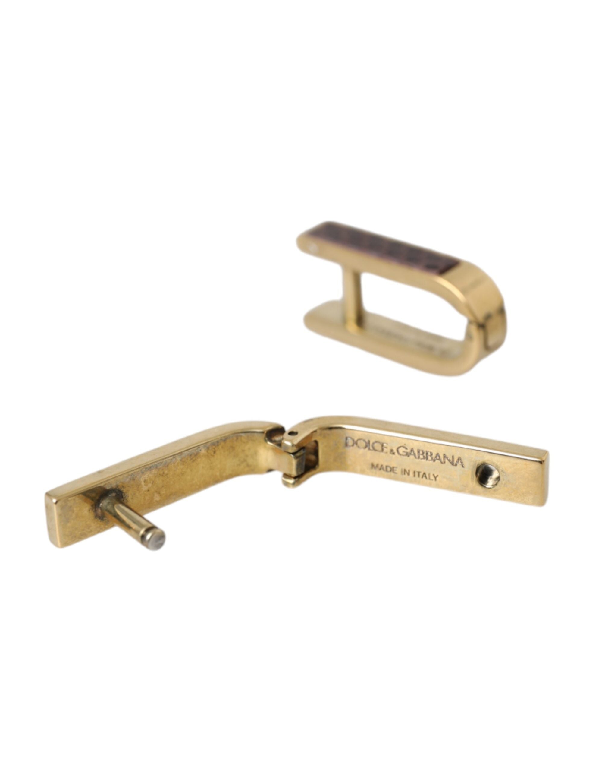 Dolce & Gabbana Gold Plated Metal Brass Pin Men Men's Cufflinks