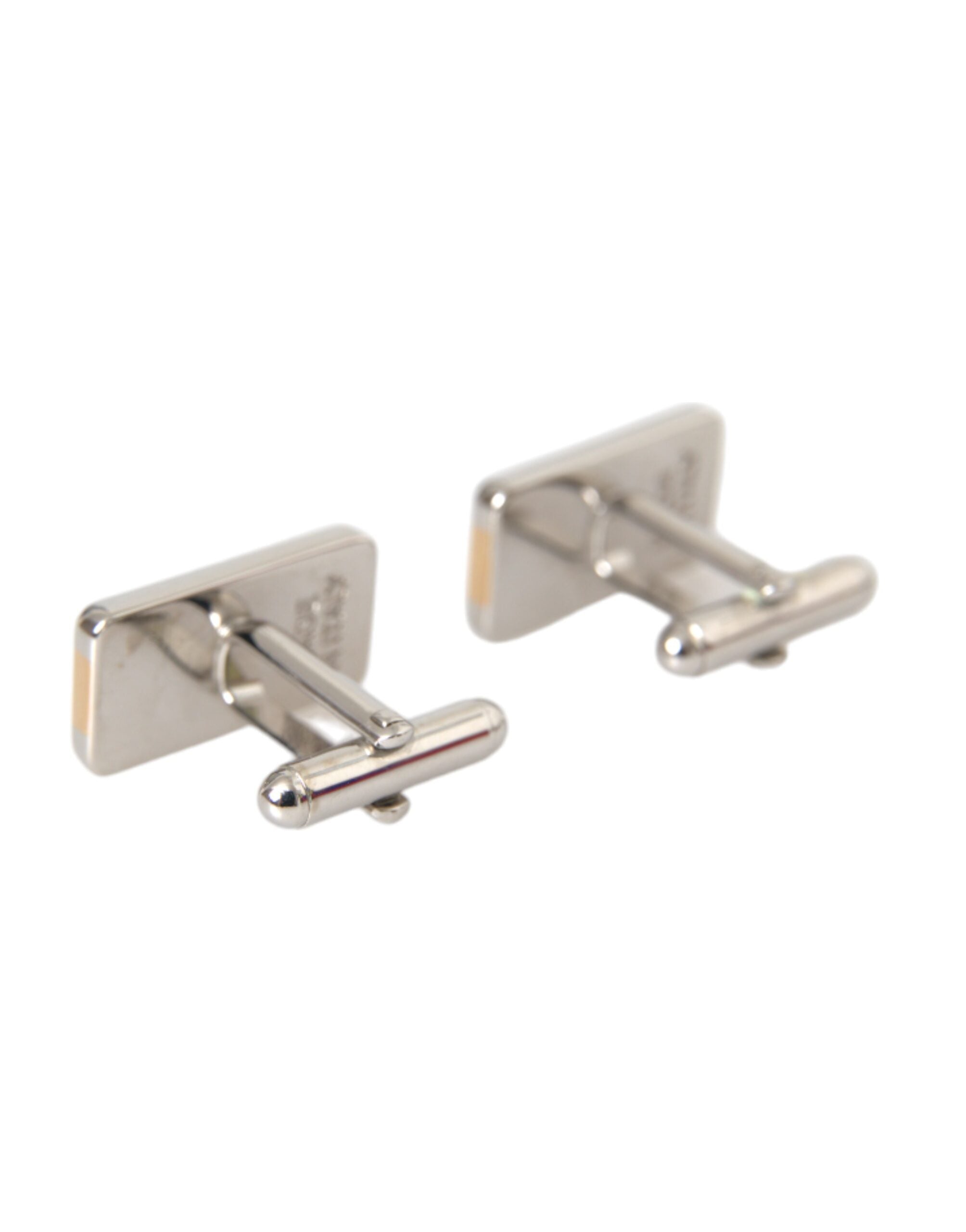 Dolce & Gabbana Silver Gold Plated Brass DG Logo Pin Men's Cufflinks