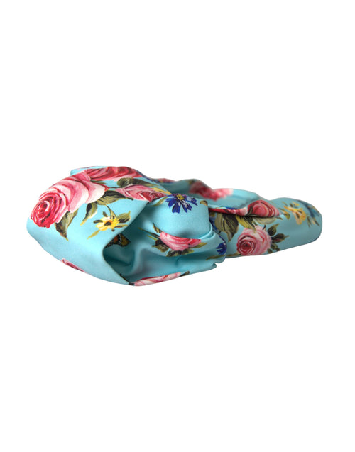 Dolce & Gabbana Turquoise Floral Applique Silk Women Headband Women's Diadem