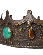 Dolce & Gabbana Bronze Brass Multicolor Crystal Crown Tiara Women's Hat