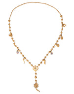 Dolce & Gabbana Gold Tone Chain Brass Beaded Statement Sicily Women's Necklace