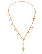 Dolce & Gabbana Gold Tone Chain Brass Beaded Statement Sicily Women's Necklace