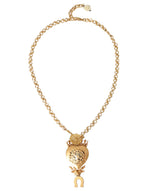 Dolce & Gabbana Gold Brass Chain Sacred Heart Crystal Charm Women's Necklace