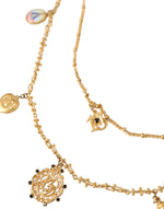 Dolce & Gabbana Gold Tone Chain Brass Charm Statement Sicily Women's Necklace