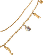 Dolce & Gabbana Gold Tone Chain Brass Charm Statement Sicily Women's Necklace