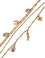 Dolce & Gabbana Gold Tone Chain Brass Charm Statement Sicily Women's Necklace