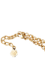 Dolce & Gabbana Gold Brass Chain Sacred Heart Crystal Charm Women's Necklace