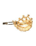 Dolce & Gabbana Gold Brass Leaf Embellished Jewelry Brooch Hair Women's Pin