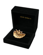 Dolce & Gabbana Gold Brass Leaf Embellished Jewelry Brooch Hair Women's Pin