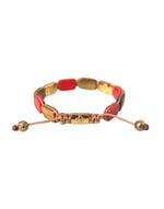 Nialaya CZ Tiger Eye Red Coral 925 Silver Men Men's Bracelet